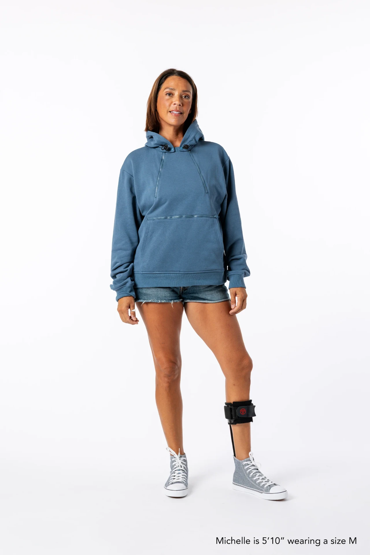 Denim Adult Chest & Abdomen Zipper Access Hoodie