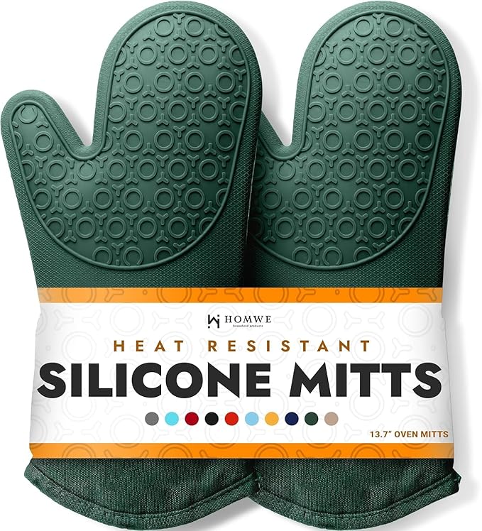 Long Silicone Oven Mitts with Cotton Liner by Amazon