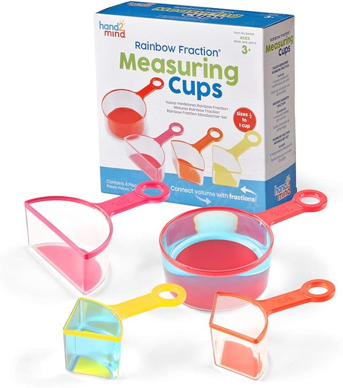 hand2mind Rainbow Fraction Measuring Cups, Set of 4